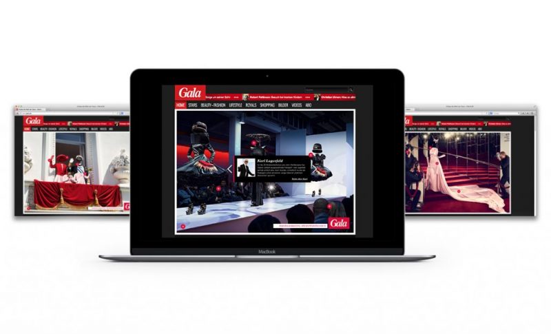 Die Gala Kampagnen-Webseiten auf dem Bildschirm eines Laptops.