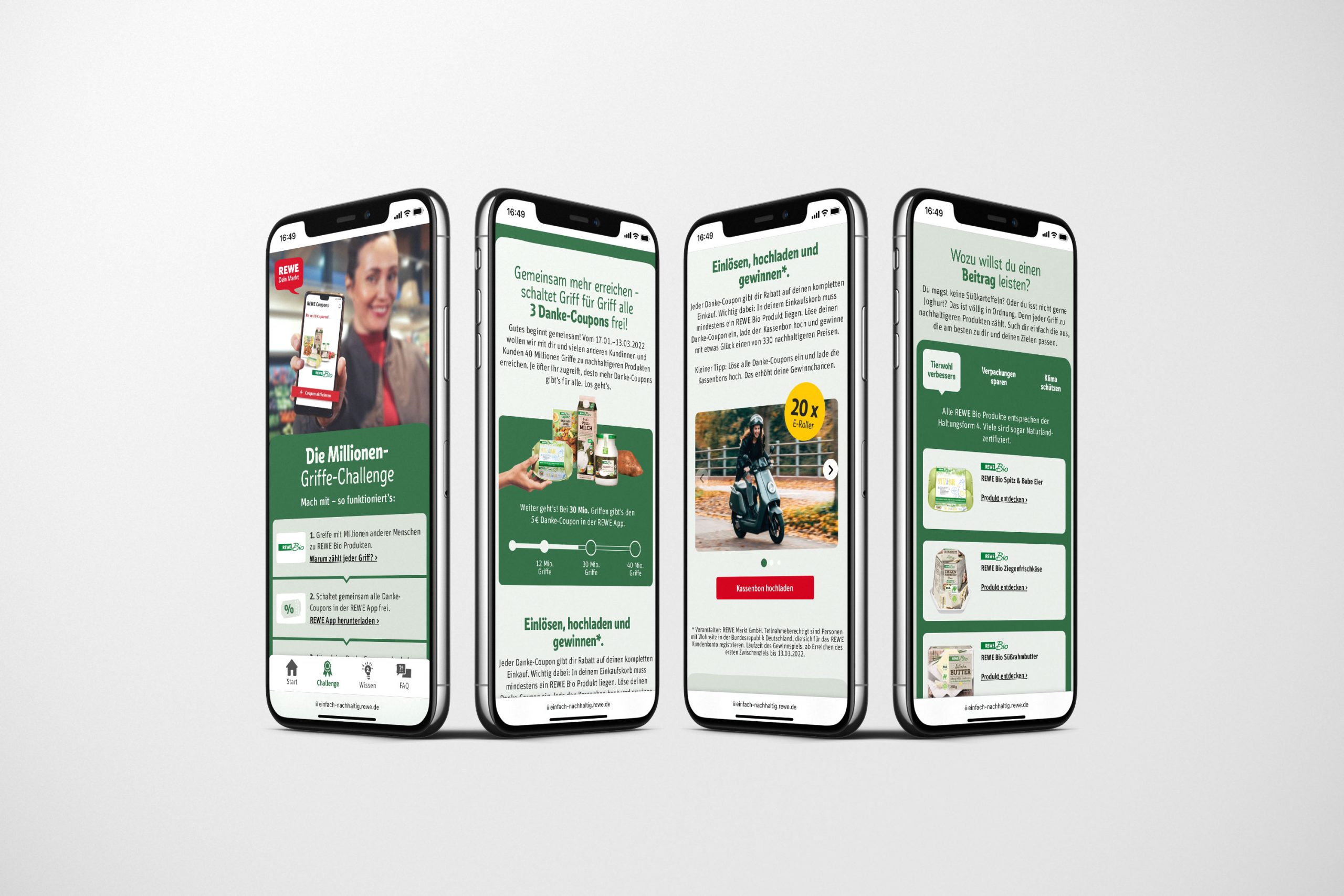 Die Challenge-Unterseite auf der REWE-Einfach nachhaltig Webseite im Smartphone-Screen.